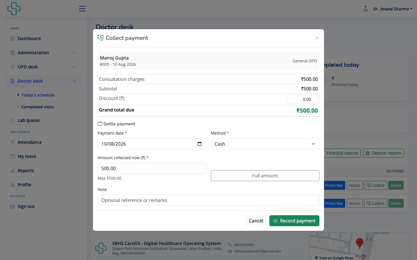 Itemized billing & payment collection